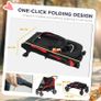 Foldable Pet Stroller for Large Dogs with Four Big Wheels, Shock-Absorbing Frame, Safety Leashes, Brakes, Red/Black Image 5