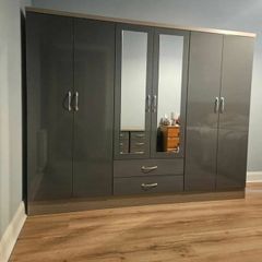 6 Door High Glass Wardrobes
