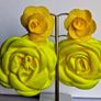 Fluroscent Yellow & Mustard Two-tier Floral Dangle Earrings Image 10