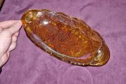 Vintage Amber Carnival Glass Sunflower pattern dish
