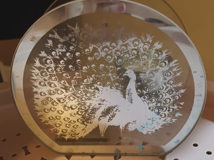 Peacock glass tea light holder