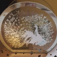 Peacock glass tea light holder
