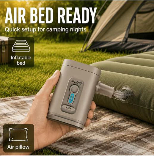 Outdoor Camping Mini Fast Charging Electric Air Pump 30W High Power 1200 Mah USB Charging Multi-Function Portable Inflatable And Deflation Dual-Purpose Pump, Suitable for Vacuum Compression Bags, Inflatable Sofas,