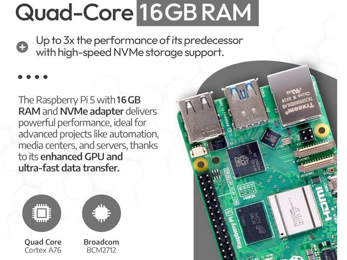 Raspberry Pi 5 8 GB Kit (Metal Case | Active Cooling | M.2 NVMe PCIe SSD | Micro HDMI 4K | ideal for Home Assistant and smart home)