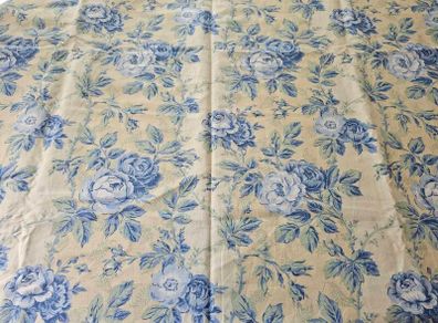 Laura Ashley Pelham Stripe Blue Roses Fabric