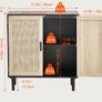 Black Rattan Cabinet Storage with 2 Magnetic Doors and Adjustable Shelves, Image 2