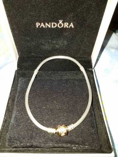 Pandora Sterling Silver Bracelet With 14K Gold Clasp