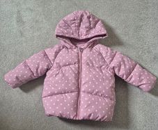Primark Puffer Coat in Pink Polka Dot 6-9 months