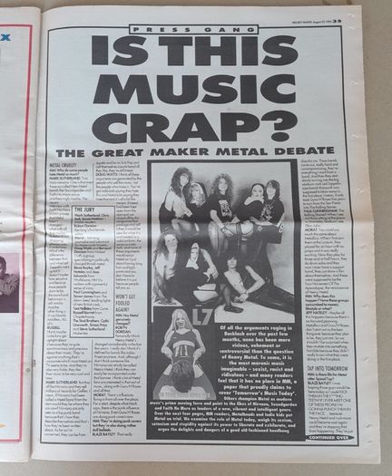 Mudhoney and Heavy Metal Debate Melody Maker