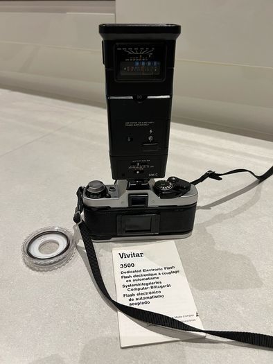 1984 Canon AE-1 Program Film Camera + Sigma zoom lens +Vivitar flash