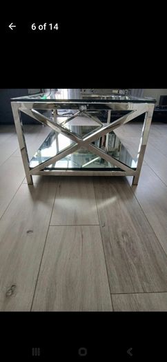 glass with mirror base coffee table