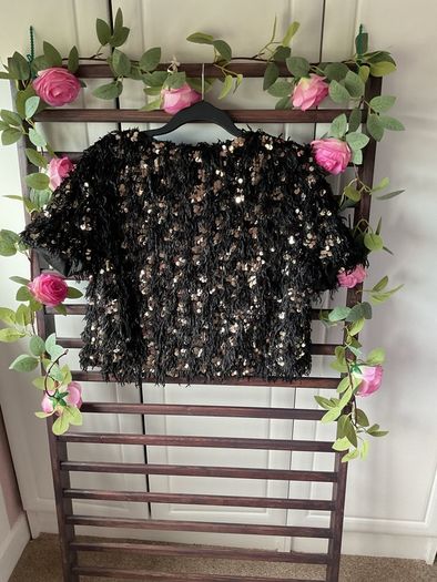top bnwot elli white top size large black occasion wear top with embellishment