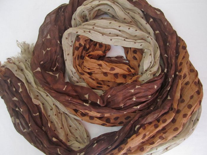 Fashion Polka Dot 3 Shades Dark Coffee Brown Scarf