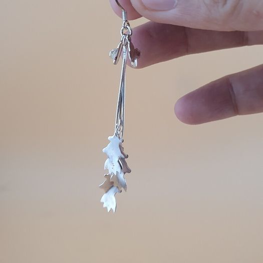 Sterling 925 Silver Cascading Leaf Drop Earrings