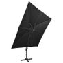 Cantilever Umbrella with Pole and LED Lights Black 300 cm Image 6