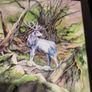 Watercolor painting with black frame. forest deer Image 4