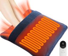 Heated Electric Pad for Foot, Double-Sided Heating, 9 Fast Heating Settings 2H Auto Shut Off, Electric Fast Heat Pad with Heat Settings Navy Blue