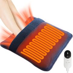 Heated Electric Pad for Foot, Double-Sided Heating, 9 Fast Heating Settings 2H Auto Shut Off, Electric Fast Heat Pad with Heat Settings Navy Blue