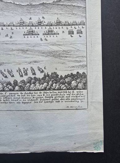 3 Matthaus Merian Antique Battle Engravings  17th Century Framed Set
