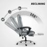 Office Chair with Footrest, Pet-Friendly Leather Reclining Ergonomic Computer Desk Chair with Double-Layer Padding, Upholstered Swivel Recliner for Home Office, Working, Black Image 3