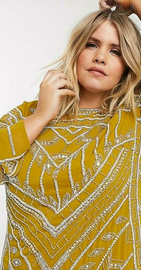 Asos Embellished Dress Mustard