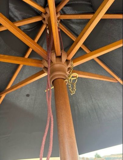 Diameter 3m Solid hardwood Garden Parasol with heavy-duty Base