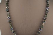 Antique Venetian African Style Skunk Eyes &amp; Handmade Glass Pendant Necklace