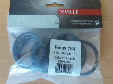 DeVille 30-32mm black curtain rings
