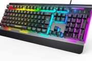 RGB Gaming Keyboard UK Layout, USB Wired Computer Keyboard with 15-Zone RGB Illumination, All-Metal Panel, 25 Anti-ghosting Keys, 105 Keys, IP32 Water &amp; Dust Resistant, 90% Quiet Keyboards