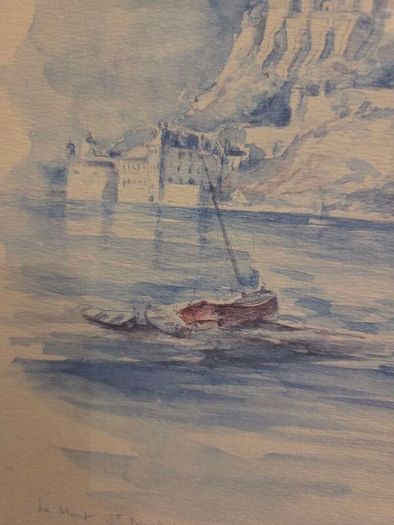 "Le Mont St Michel Maree Basse" Signed Watercolour framed