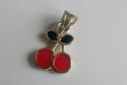 Solid 14ct gold dainty fruit cherry charm pendant 0.57g