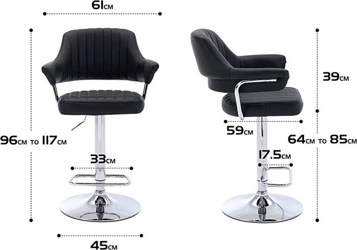 Modern Emper Padded Swivel Faux Leather Breakfast Kitchen Bar Stool Pub Barstool MULTIPLE COLOURS AVAILABLE (FREE POSTAGE)