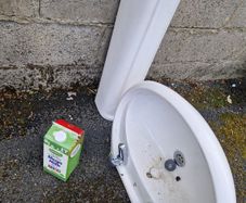 Used pedestal sink basin and column