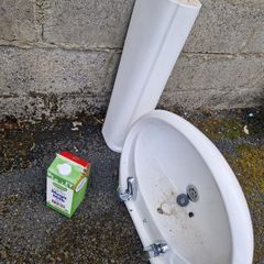 Used pedestal sink basin and column