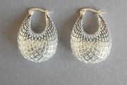 New sterling silver 925 lattice caged drop pendant earrings