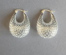 Sterling silver lattice caged drop pendant earrings