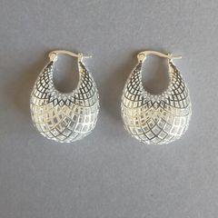 Sterling silver lattice caged drop pendant earrings