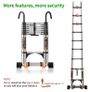 Stainless Steel Thickened High-Strength Loft Ladder, step ladder with Stabilizer Bar and Detachable Hooks, Multi Purpose Extendable Portable Folding Ladders Image 3