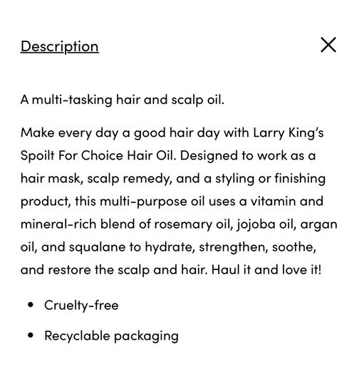 Larry King Spoilt For Choice Hair Oil New