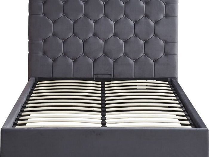 Madison Ottoman 4'6" Bed Grey Velvet Fabric