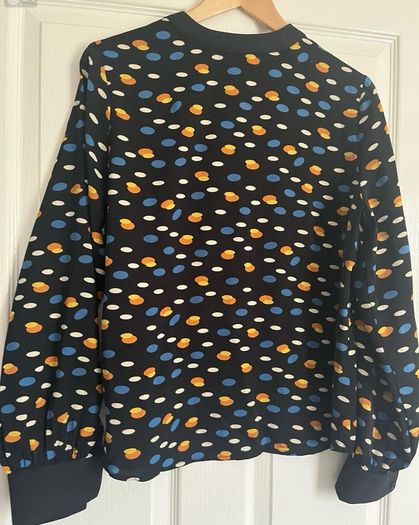 nwt Rant and Rave thalia dot print zip front blouse (black / blue / yellow) size 14