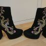 embroidered suede and leather platform ankle boot size 7 Image 2