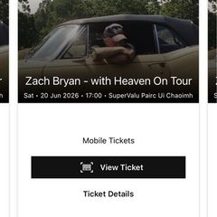 Zach Bryan seated tickets 20th of June