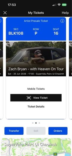 Zach Bryan seated tickets 20th of June