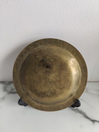 Vintage Hammered Medallion Round Brass Wall Art Plate Plaque Art Plate