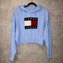 Tommy Hilfiger Blue Cable Knit Jumper Hoodie Size M Image 3