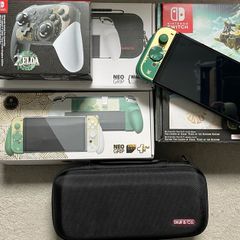 Nintendo Switch OLED Zelda Edition Bundle + Sealed Zelda Pro Controller + Skull & Co Grip & Maxcarry Case