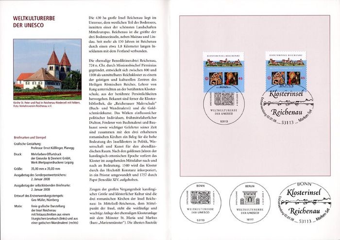 2008 Bundes Republic Deutschland (Germany) Federal Annual Stamp EFT Collection 2008. Includes 49 images of contents