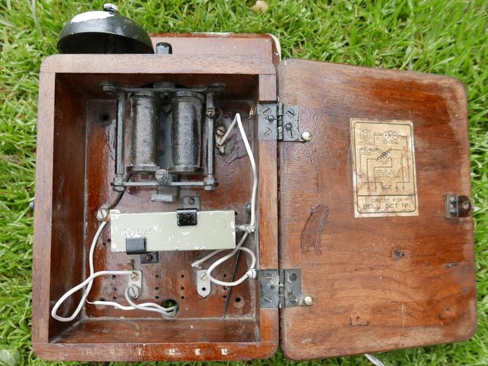 Antiques  Oak Telephone Box, Bell Set