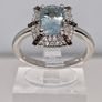 Aquamarine, White Zircon Coffee Zircon Ring in Rhodium Overlay Sterling Silver Image 10